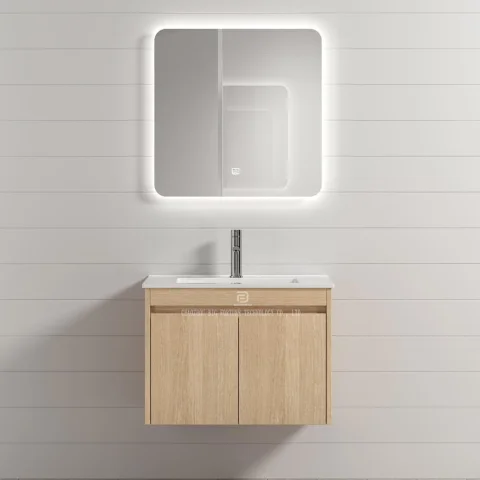 Sleek Floating Bathroom Vanity with Waterproof Plywood Cabinet and Ceramic Basin 4