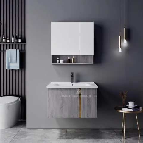 Modern Waterproof Floating Bathroom Vanity – Minimalist Ceramic Wash Basin with Storage | Plywood Wall-Mounted Cabinet with Sink 6