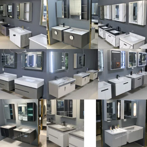 24-Inch Modern Waterproof Plywood Bathroom Vanity – Floor Standing Cabinet with Basin & Framed Mirror | Hotel & Home Bathroom Furniture