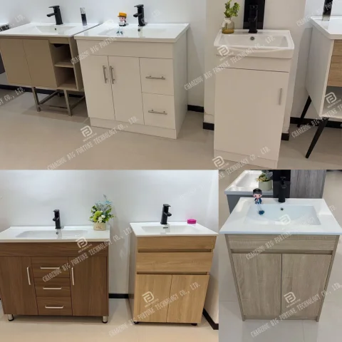 Modern Wall-Mounted Bathroom Vanity with Ceramic Wash Basin – Waterproof Plywood Storage Cabinet & Framed Mirror | Hotel & Home Use 5