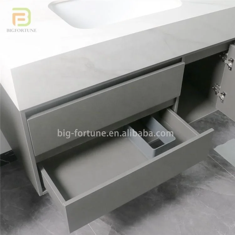 Modern European Wall-Mounted Bathroom Vanity Set with Mirror Cabinet, Waterproof Plywood Drawer Storage – 47–49 Inch