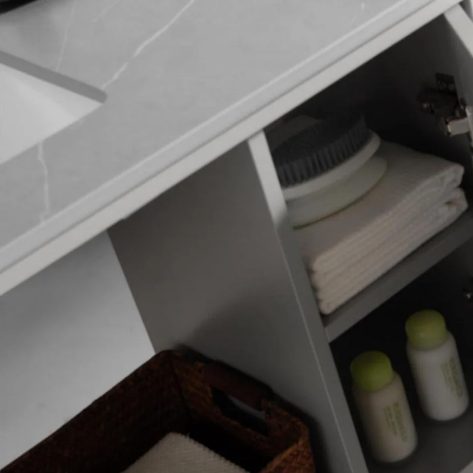 24-Inch Modern Waterproof Plywood Bathroom Vanity – Floor Standing Cabinet with Basin & Framed Mirror | Hotel & Home Bathroom Furniture