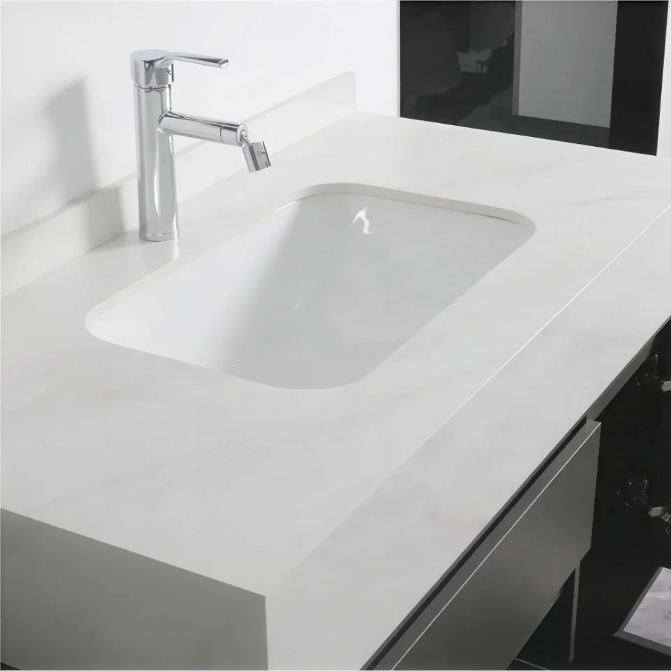 Modern European Wall Mounted Plywood Bathroom Vanity Set with LED Mirror & Storage – 47-49 Inch