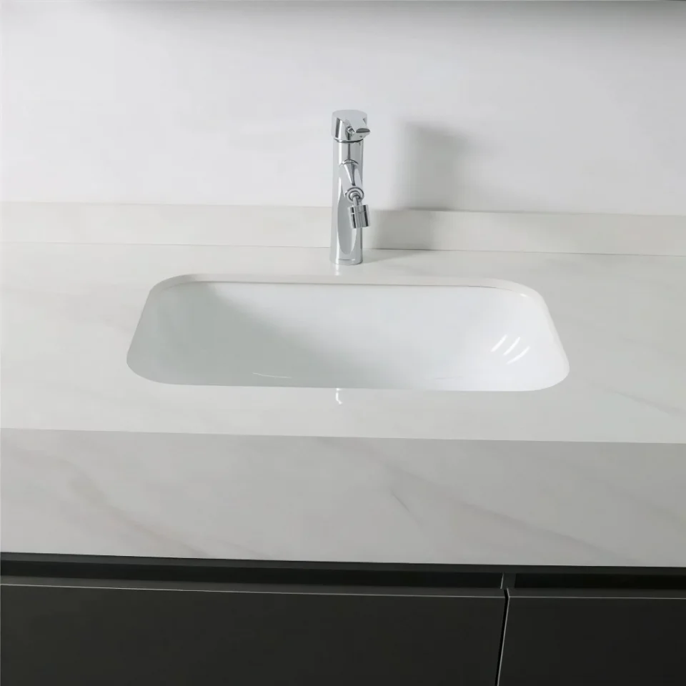 Modern European Wall Mounted Plywood Bathroom Vanity Set with LED Mirror & Storage – 47-49 Inch