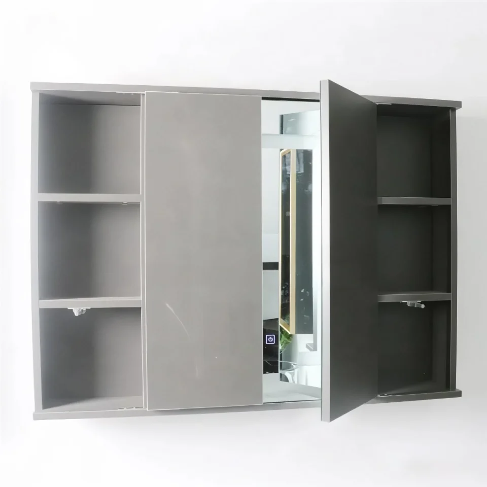 Modern European Wall Mounted Plywood Bathroom Vanity Set with LED Mirror & Storage – 47-49 Inch