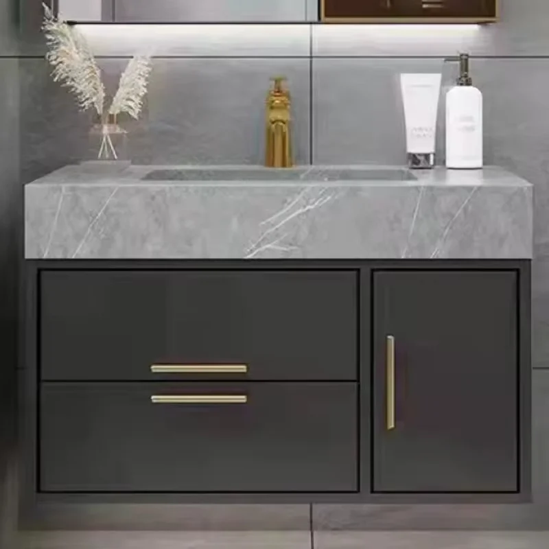 Modern European Wall-Mounted Bathroom Vanity Set with Mirror Cabinet, Waterproof Plywood Drawer Storage – 47–49 Inch